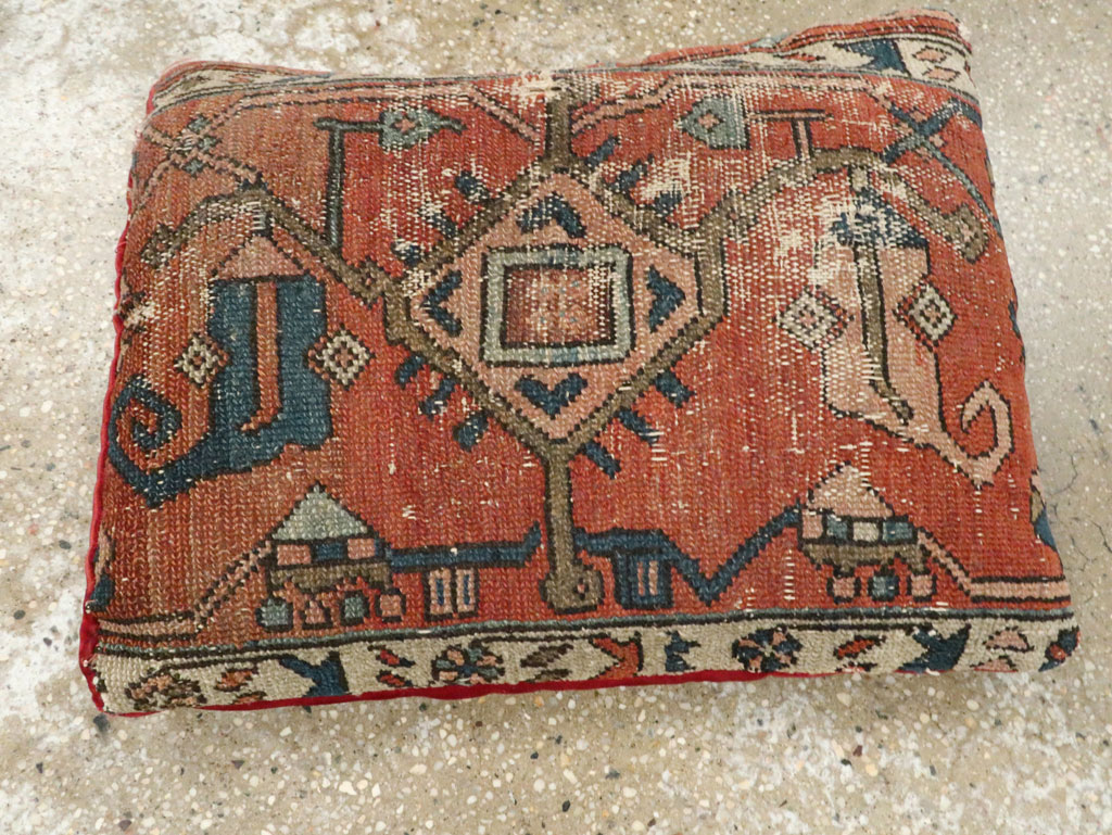 Antique Persian Heriz Pillow, No.29141 - Staging