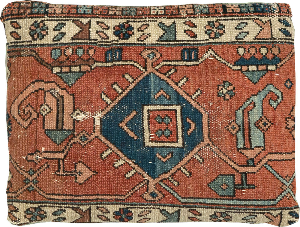 Antique Persian Heriz Pillow, No.29142 - Staging