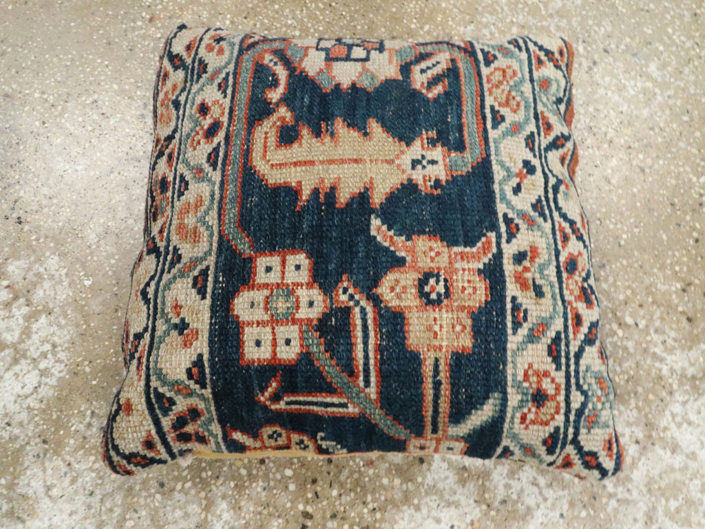 Antique Persian Mahal Square Pillow, No.29144 - Staging