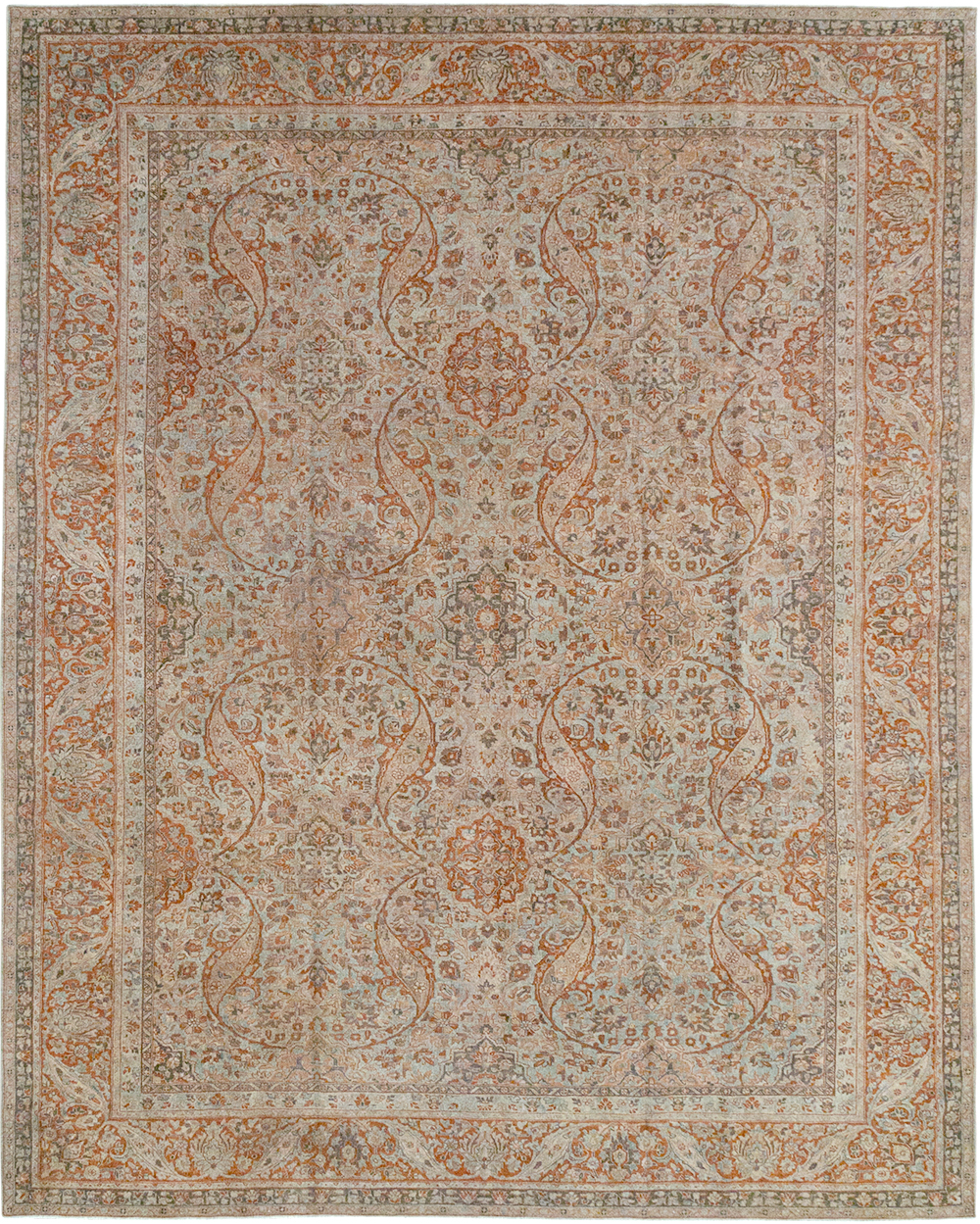 Antique Persian Tabriz Room Size Carpet, No.29146 - Staging