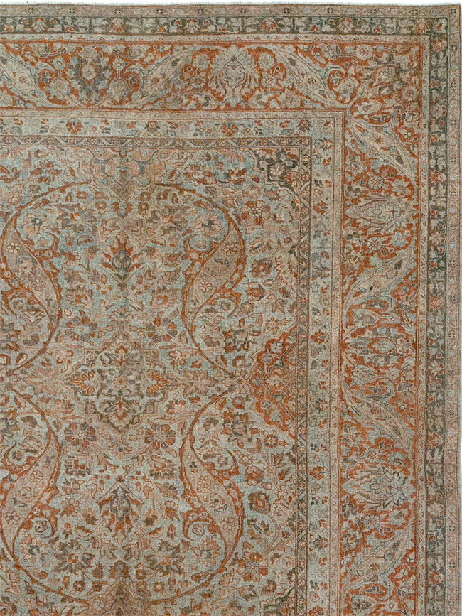 Antique Persian Tabriz Room Size Carpet, No.29146 - Staging