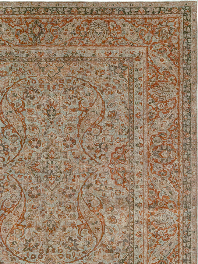Antique Persian Tabriz Room Size Carpet, No.29146 - Staging