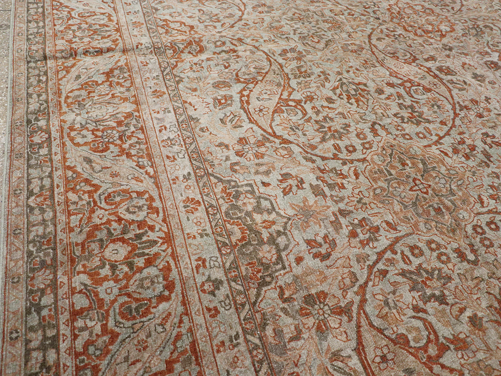 Antique Persian Tabriz Room Size Carpet, No.29146 - Staging