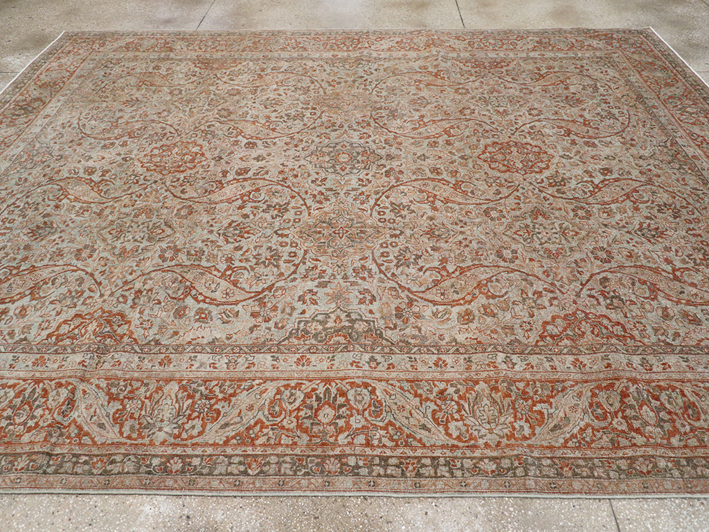 Antique Persian Tabriz Room Size Carpet, No.29146 - Staging