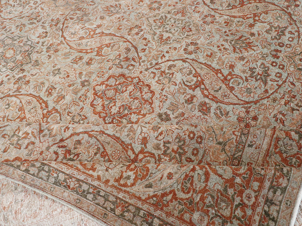 Antique Persian Tabriz Room Size Carpet, No.29146 - Staging