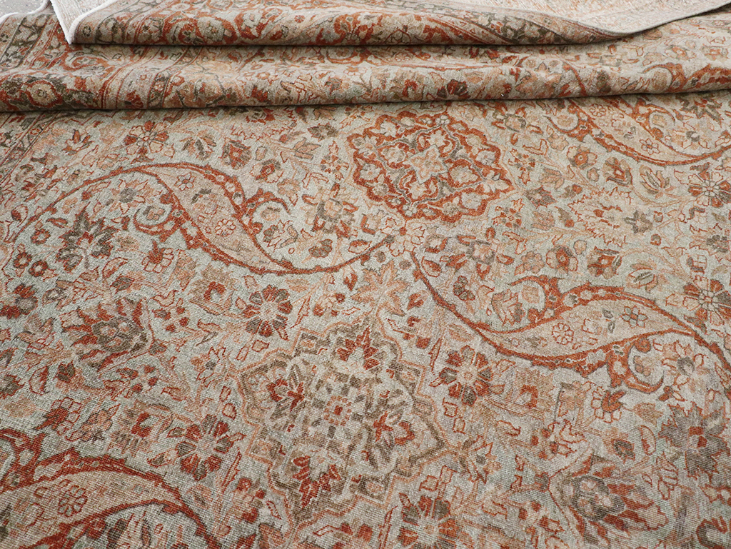 Antique Persian Tabriz Room Size Carpet, No.29146 - Staging