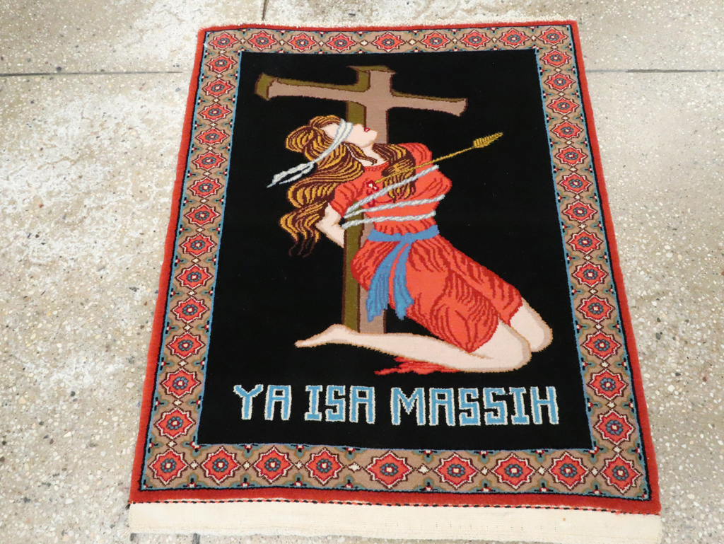 Vintage Persian Tabriz Pictorial Rug (Pair: 2 of 2), No.29147 - Staging