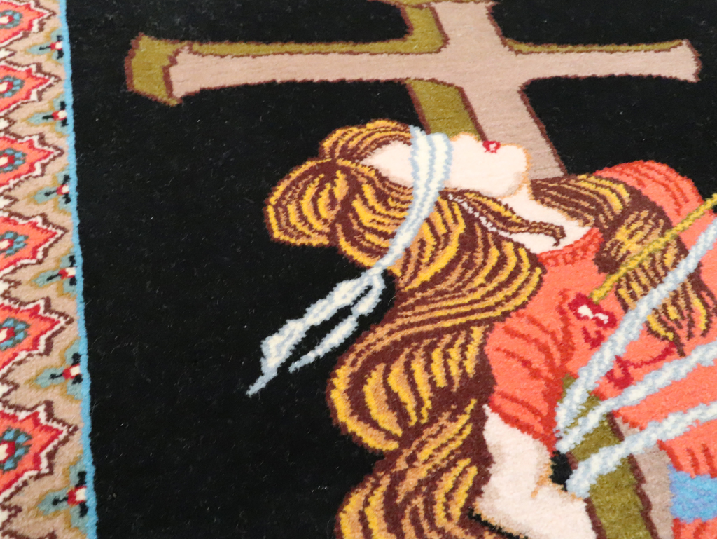 Vintage Persian Tabriz Pictorial Rug (Pair: 2 of 2), No.29147 - Staging