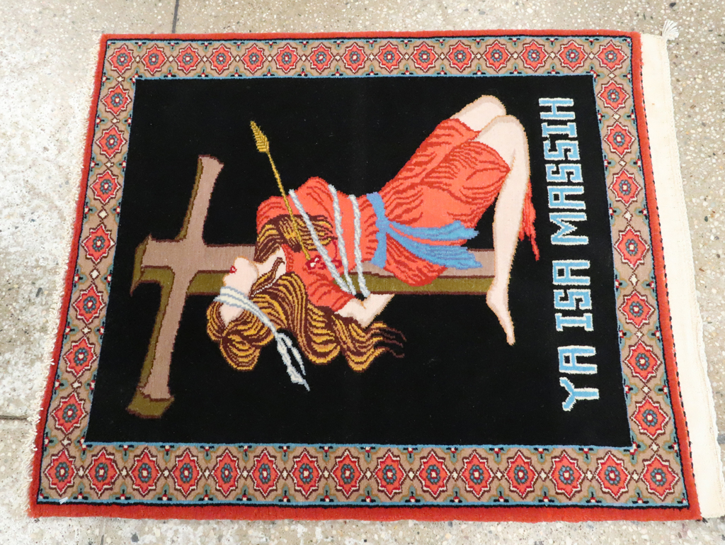 Vintage Persian Tabriz Pictorial Rug (Pair: 2 of 2), No.29147 - Staging