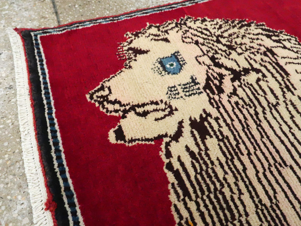 Vintage Persian Pictorial Gabbeh Throw Rug, No.29155 - Staging