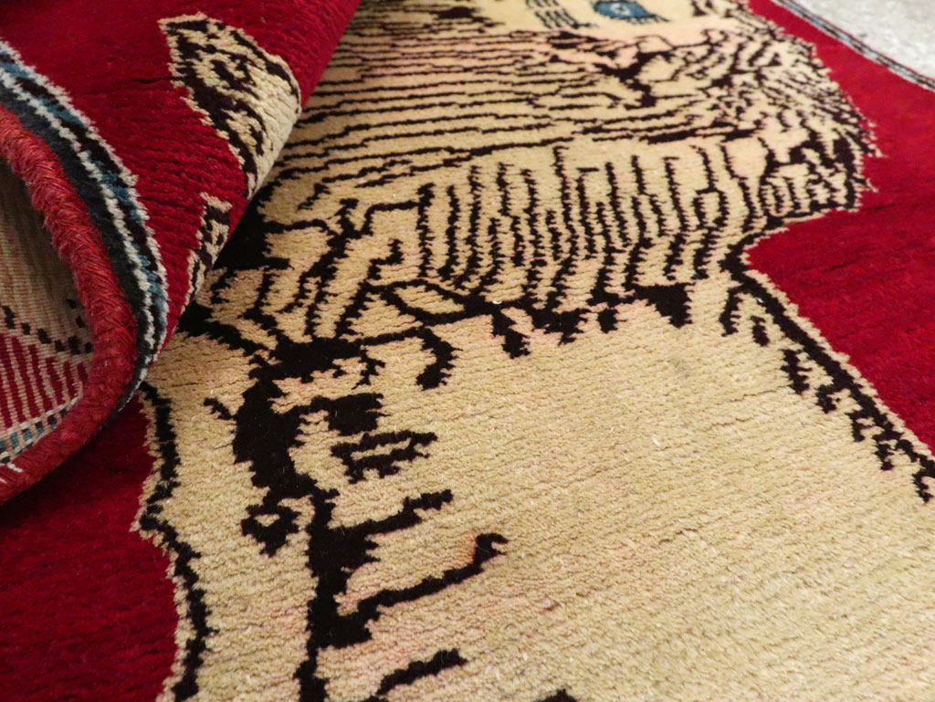 Vintage Persian Pictorial Gabbeh Throw Rug, No.29155 - Staging