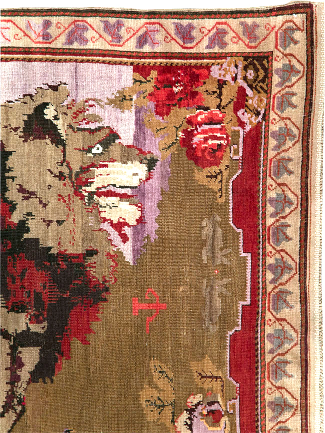 Vintage Pictorial Karabagh Rug, No.29157 - Staging