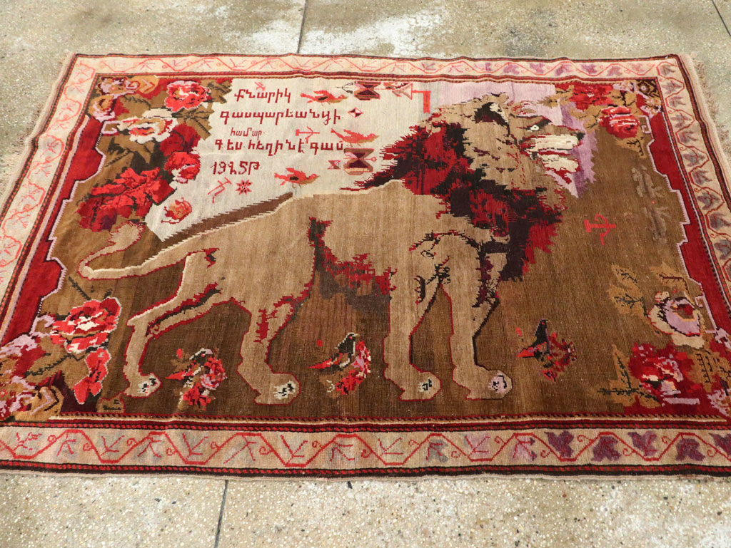 Vintage Pictorial Karabagh Rug, No.29157 - Staging