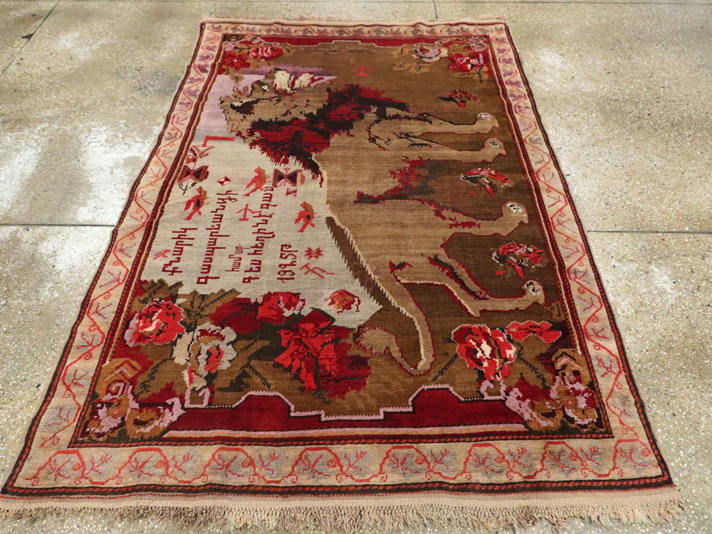 Vintage Pictorial Karabagh Rug, No.29157 - Staging