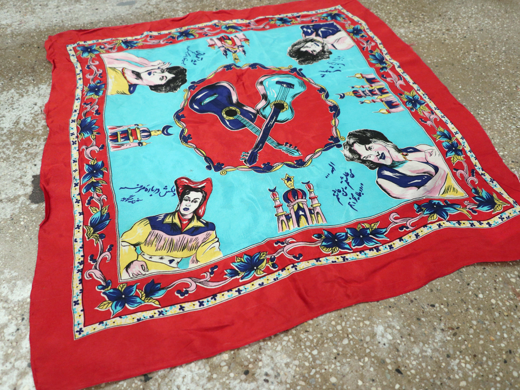 Vintage Persian Silk Textile, No.29159 - Staging