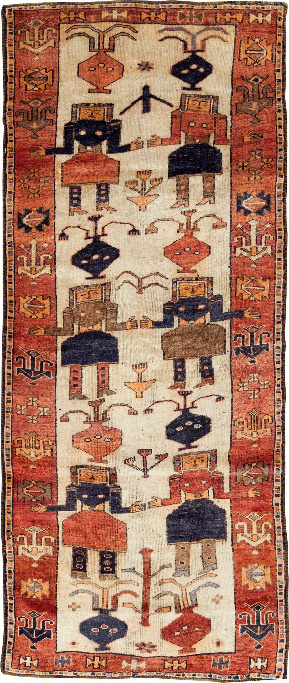 Vintage Persian Bakhtiari Pictorial Rug, No.29169 - Staging