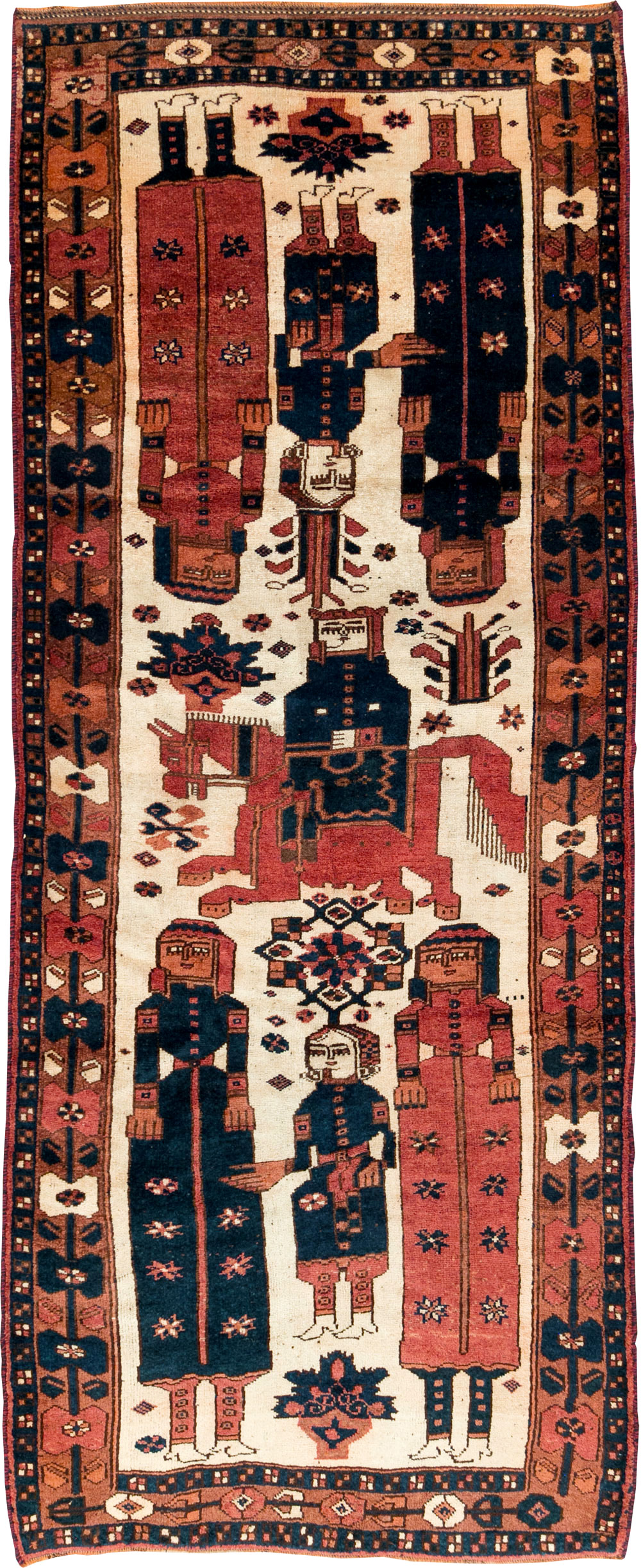 Vintage Persian Bakhtiari Pictorial Rug, No.29172 - Staging