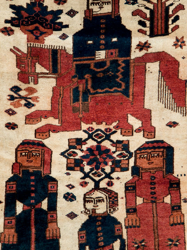 Vintage Persian Bakhtiari Pictorial Rug, No.29172 - Staging