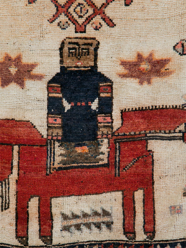 Vintage Persian Pictorial Bakhtiari Rug, No.29175 - Staging