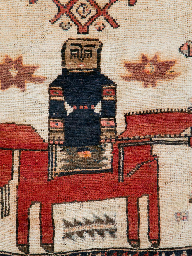 Vintage Persian Pictorial Bakhtiari Rug, No.29175 - Staging