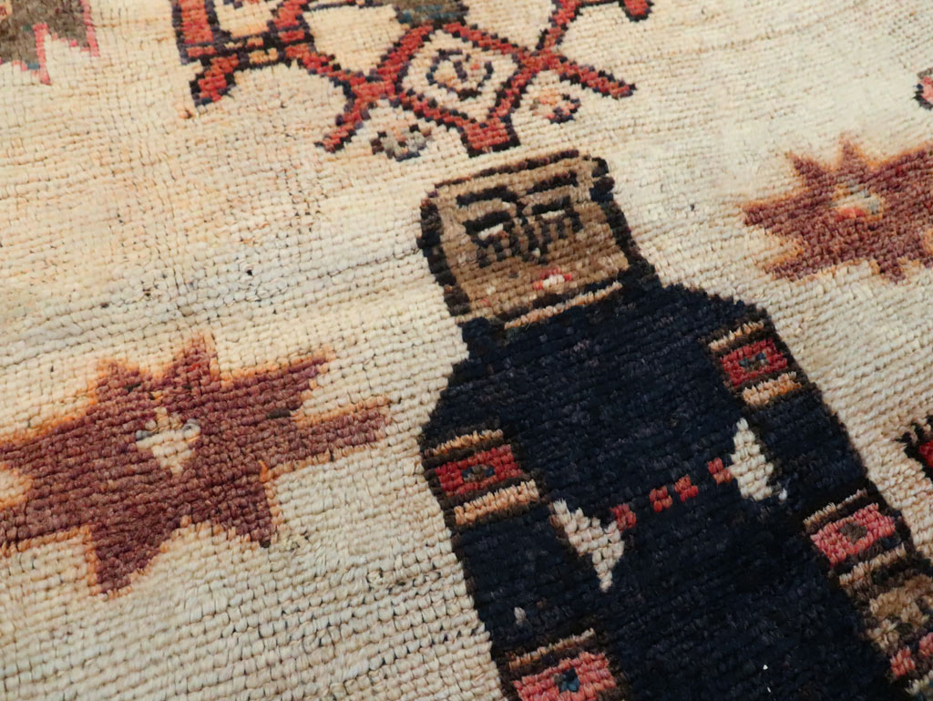 Vintage Persian Pictorial Bakhtiari Rug, No.29175 - Staging