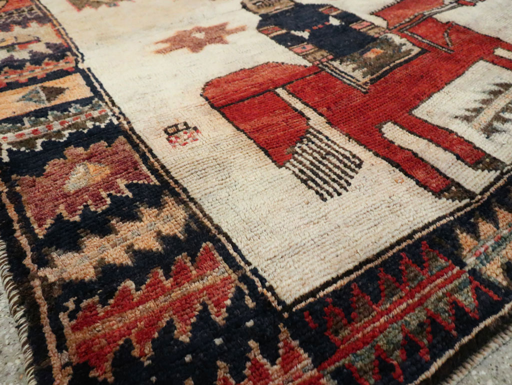 Vintage Persian Pictorial Bakhtiari Rug, No.29175 - Staging