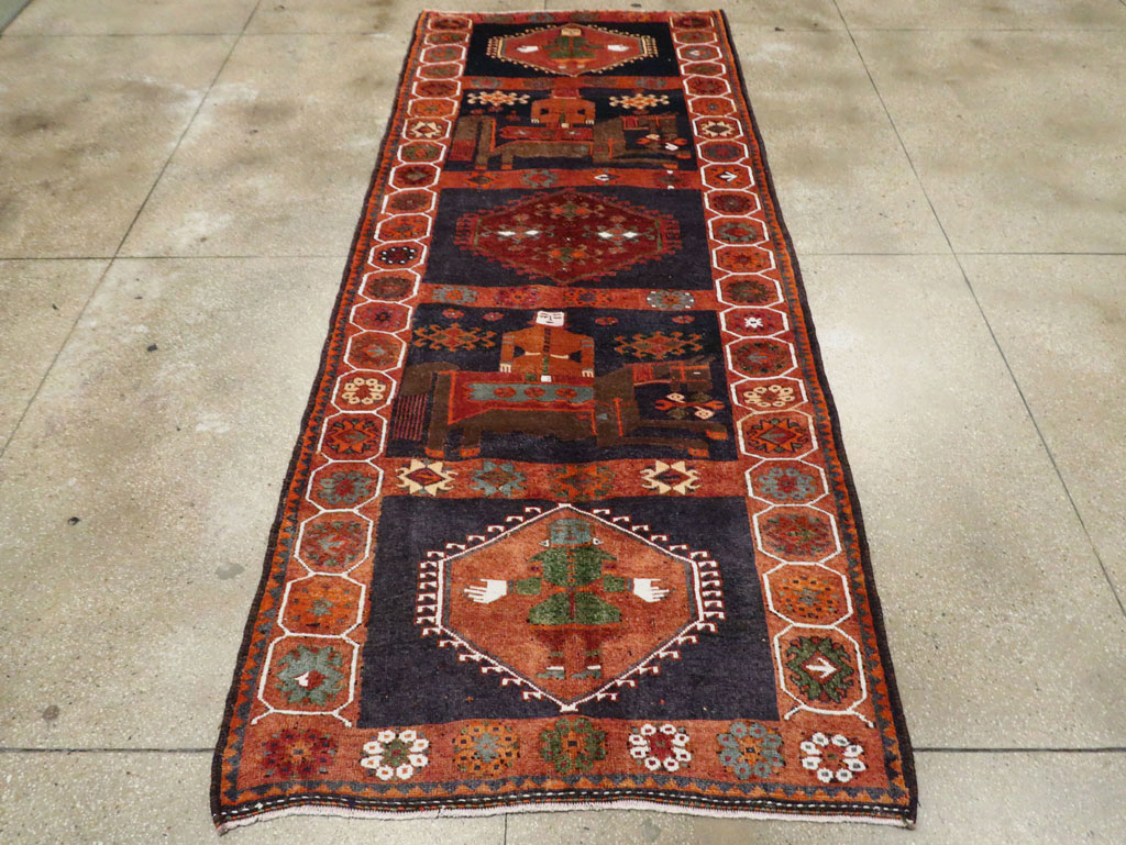 Vintage Persian Pictorial Bakhtiari Rug, No.29178 - Staging