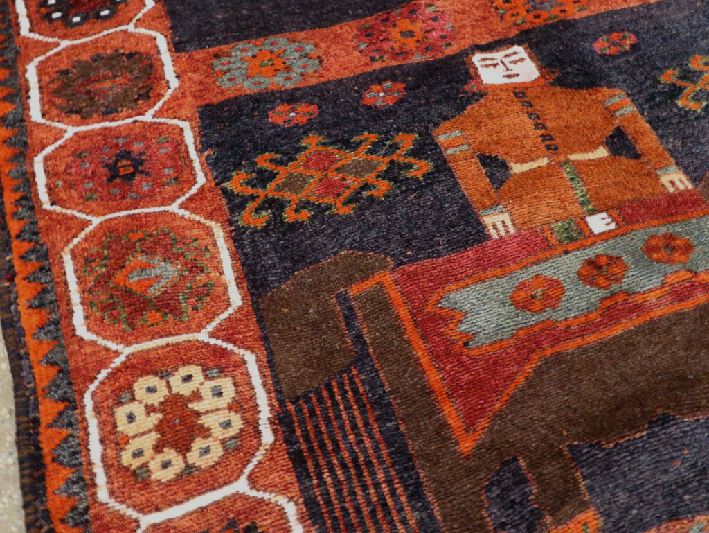 Vintage Persian Pictorial Bakhtiari Rug, No.29178 - Staging