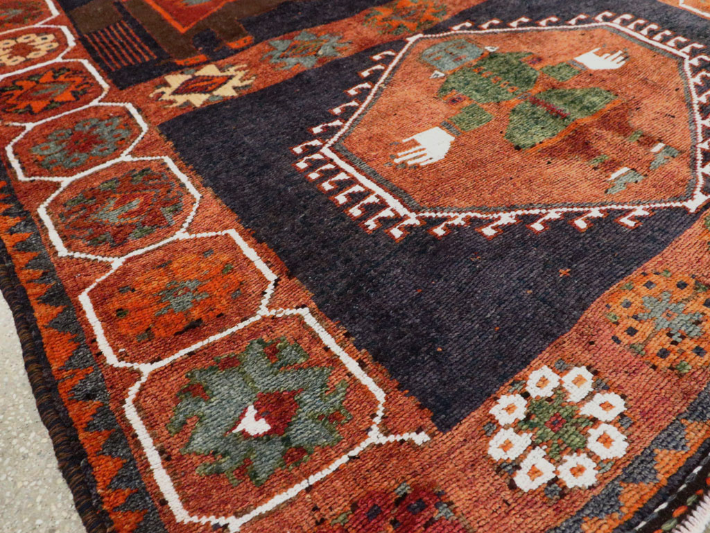 Vintage Persian Pictorial Bakhtiari Rug, No.29178 - Staging