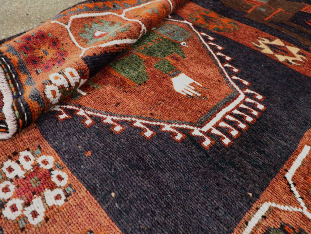 Vintage Persian Pictorial Bakhtiari Rug, No.29178 - Staging