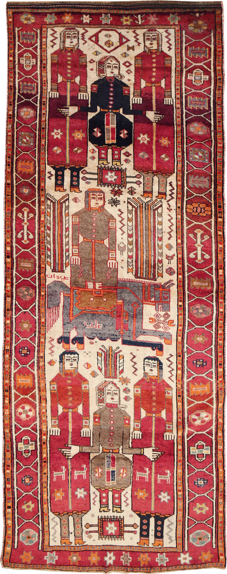 Vintage Persian Pictorial Bakhtiari Rug, No.29179 - Staging