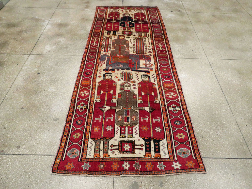 Vintage Persian Pictorial Bakhtiari Rug, No.29179 - Staging