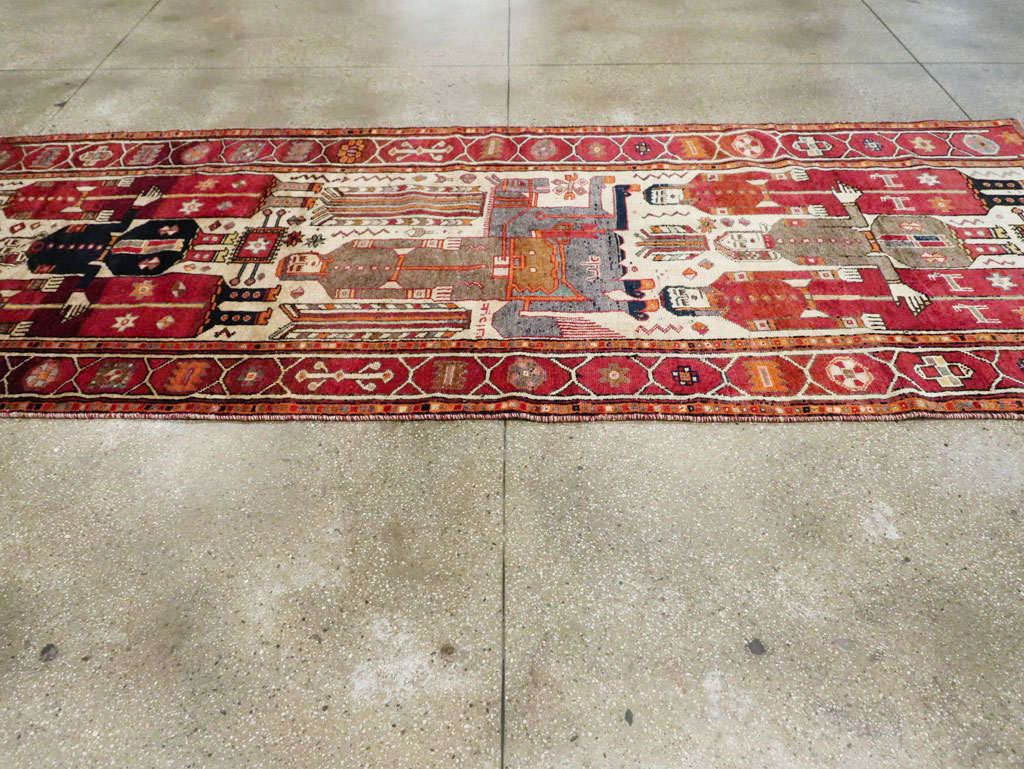 Vintage Persian Pictorial Bakhtiari Rug, No.29179 - Staging