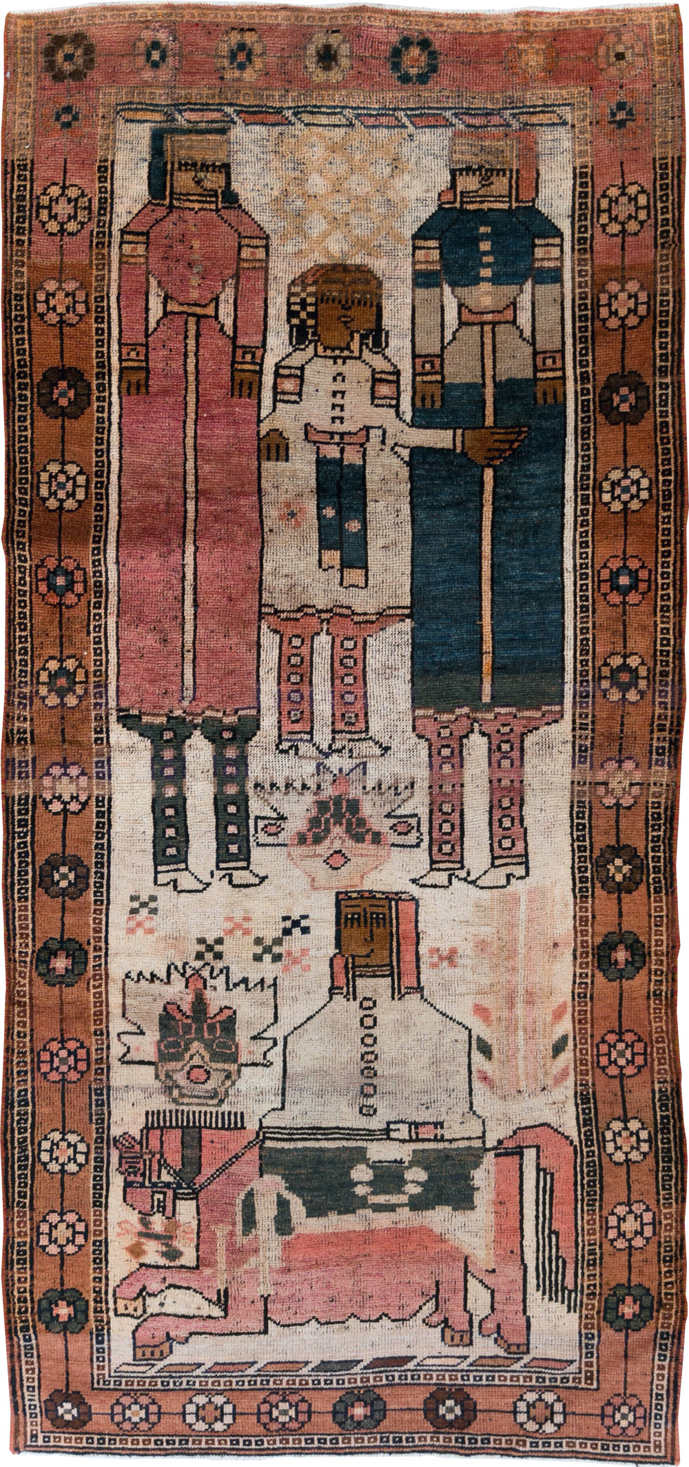 Vintage Persian Pictorial Bakhtiari Rug, No.29180 - Staging