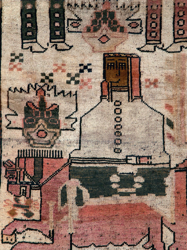 Vintage Persian Pictorial Bakhtiari Rug, No.29180 - Staging