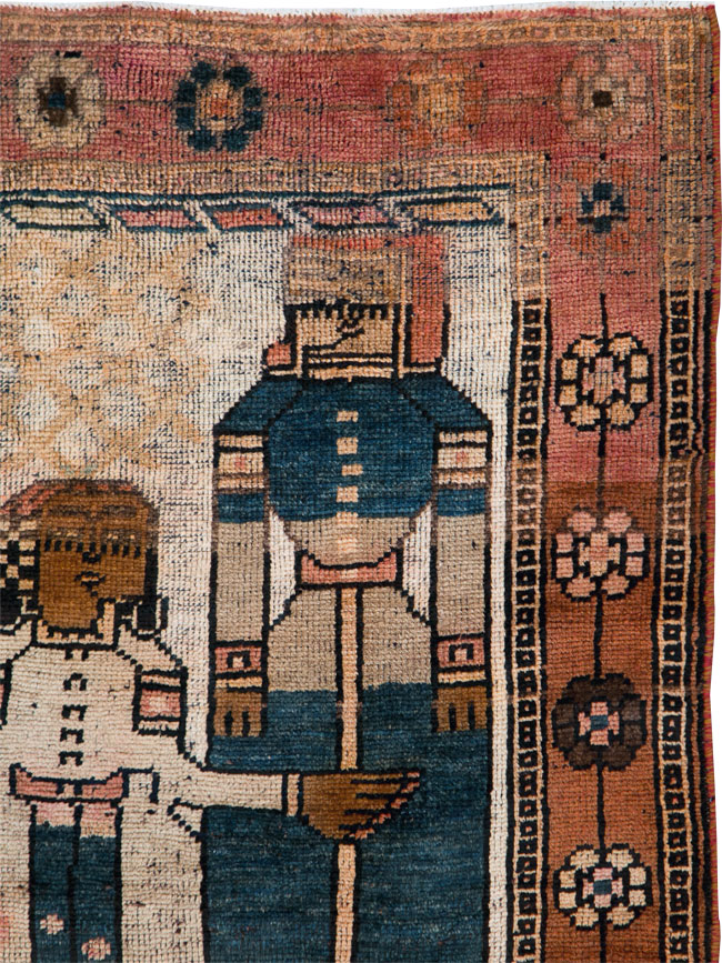 Vintage Persian Pictorial Bakhtiari Rug, No.29180 - Staging