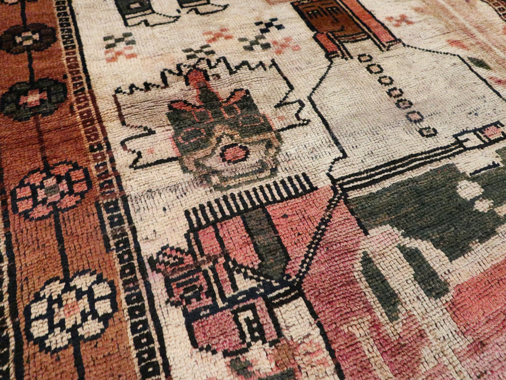 Vintage Persian Pictorial Bakhtiari Rug, No.29180 - Staging