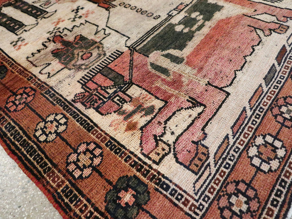 Vintage Persian Pictorial Bakhtiari Rug, No.29180 - Staging