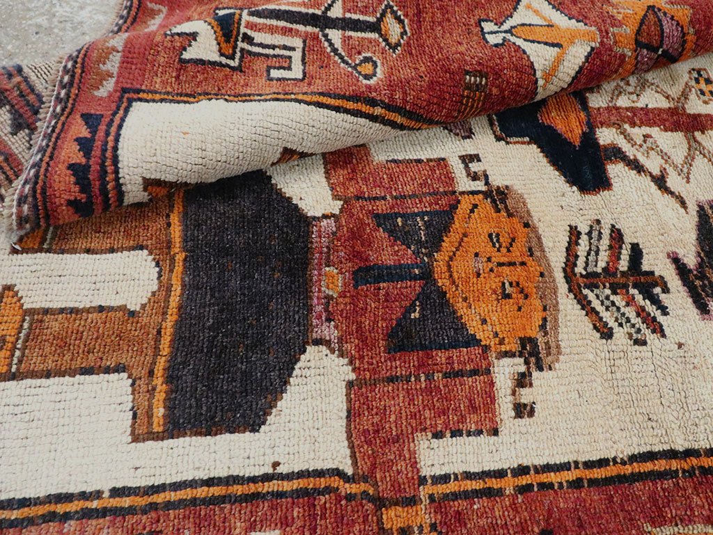 Vintage Persian Bakhtiari Pictorial Accent Rug, No.29181 - Staging