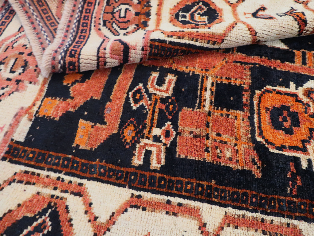 Tribal Persian Pictorial Bakhtiari Accent Rug, No.29183 - Staging