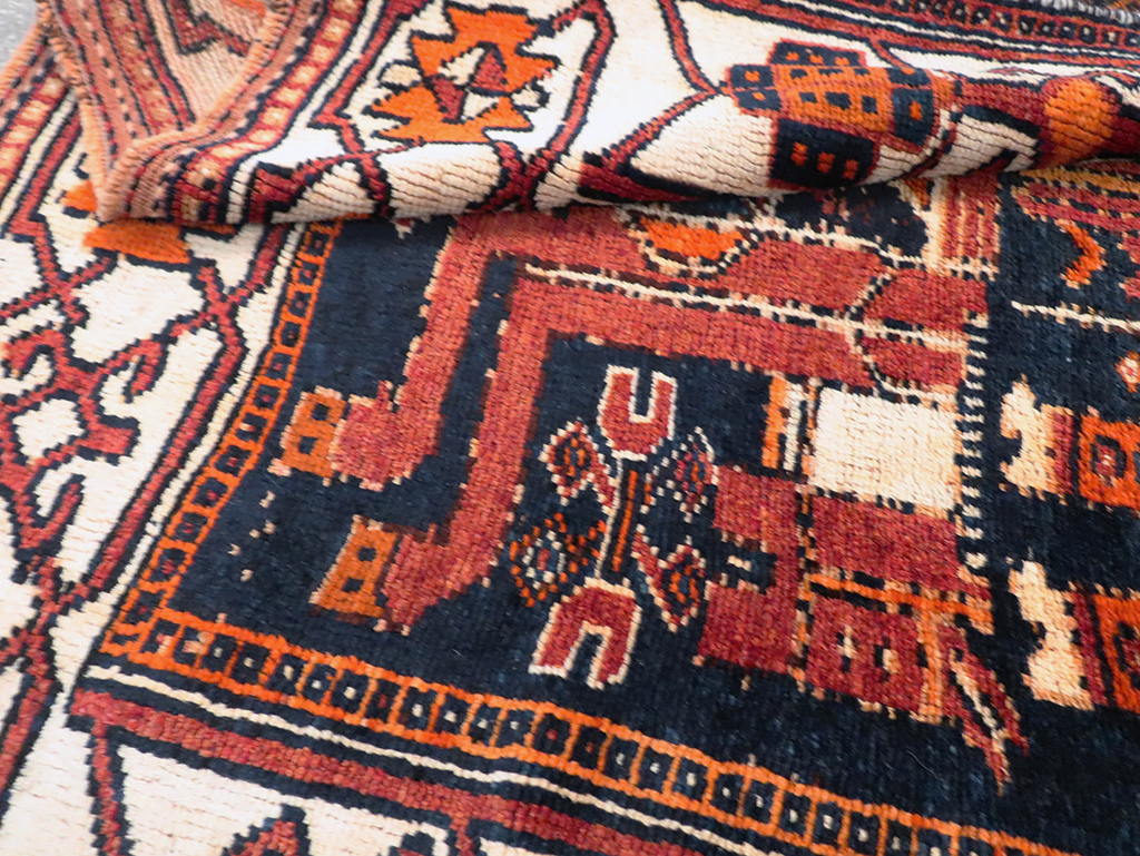 Tribal Persian Pictorial Bakhtiari Accent Rug, No.29184 - Staging