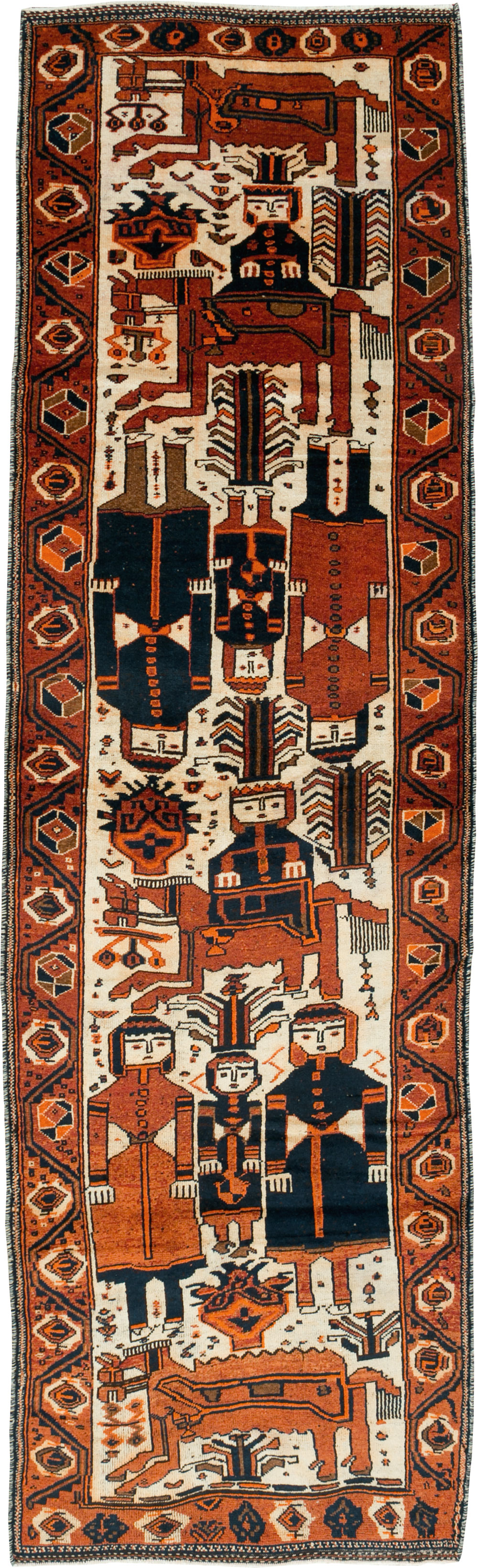 Vintage Persian Bakhtiari Pictorial Runner, No.29185 - Staging