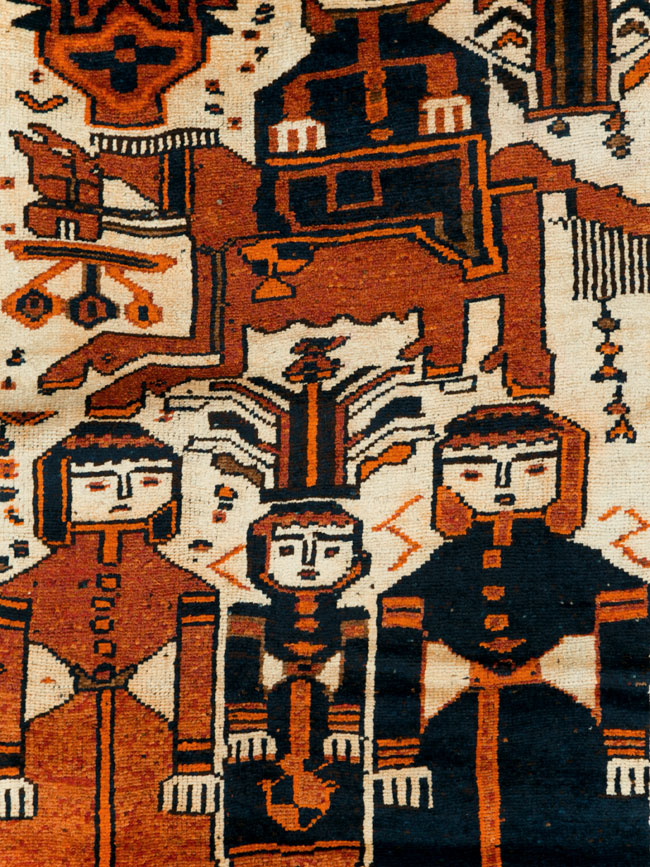 Vintage Persian Bakhtiari Pictorial Runner, No.29185 - Staging