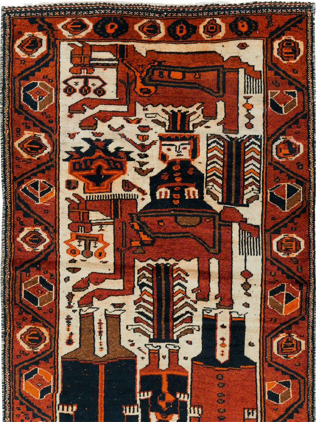 Vintage Persian Bakhtiari Pictorial Runner, No.29185 - Staging