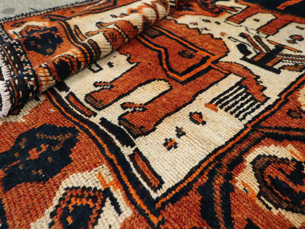 Vintage Persian Bakhtiari Pictorial Runner, No.29185 - Staging