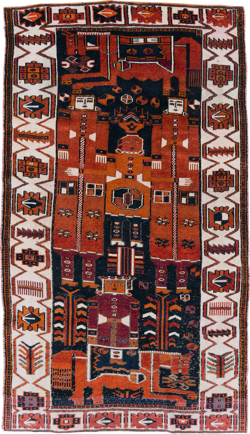 Vintage Persian Pictorial Bakhtiari Rug, No.29187 - Staging