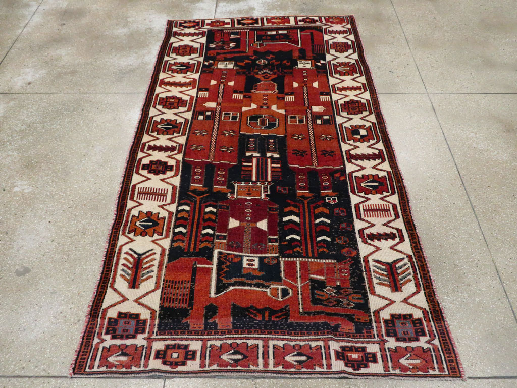 Vintage Persian Pictorial Bakhtiari Rug, No.29187 - Staging