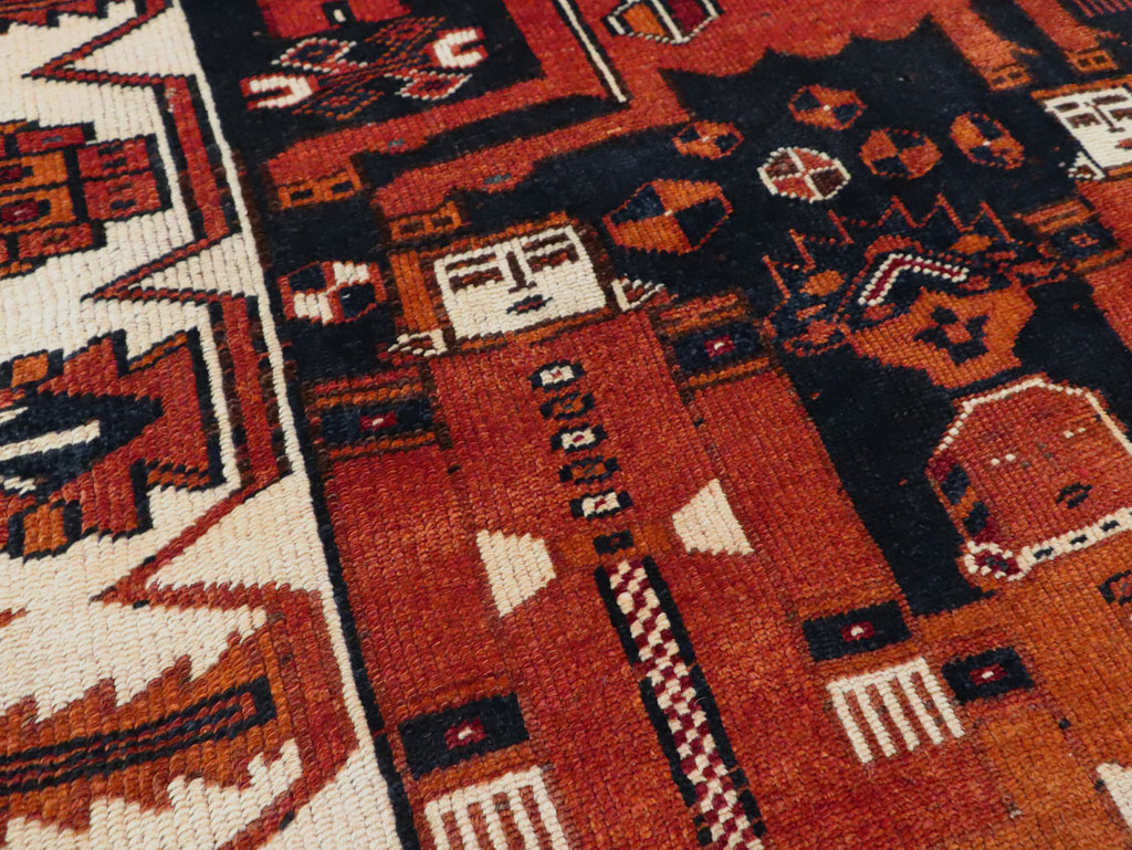 Vintage Persian Pictorial Bakhtiari Rug, No.29187 - Staging