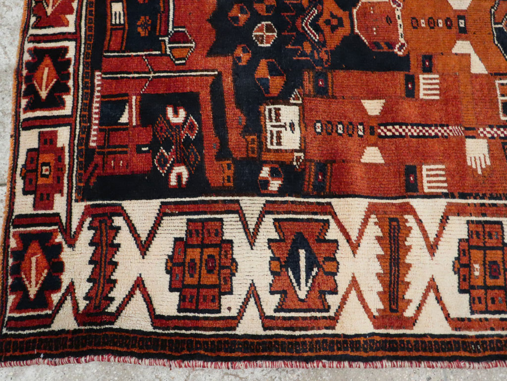 Vintage Persian Pictorial Bakhtiari Rug, No.29187 - Staging