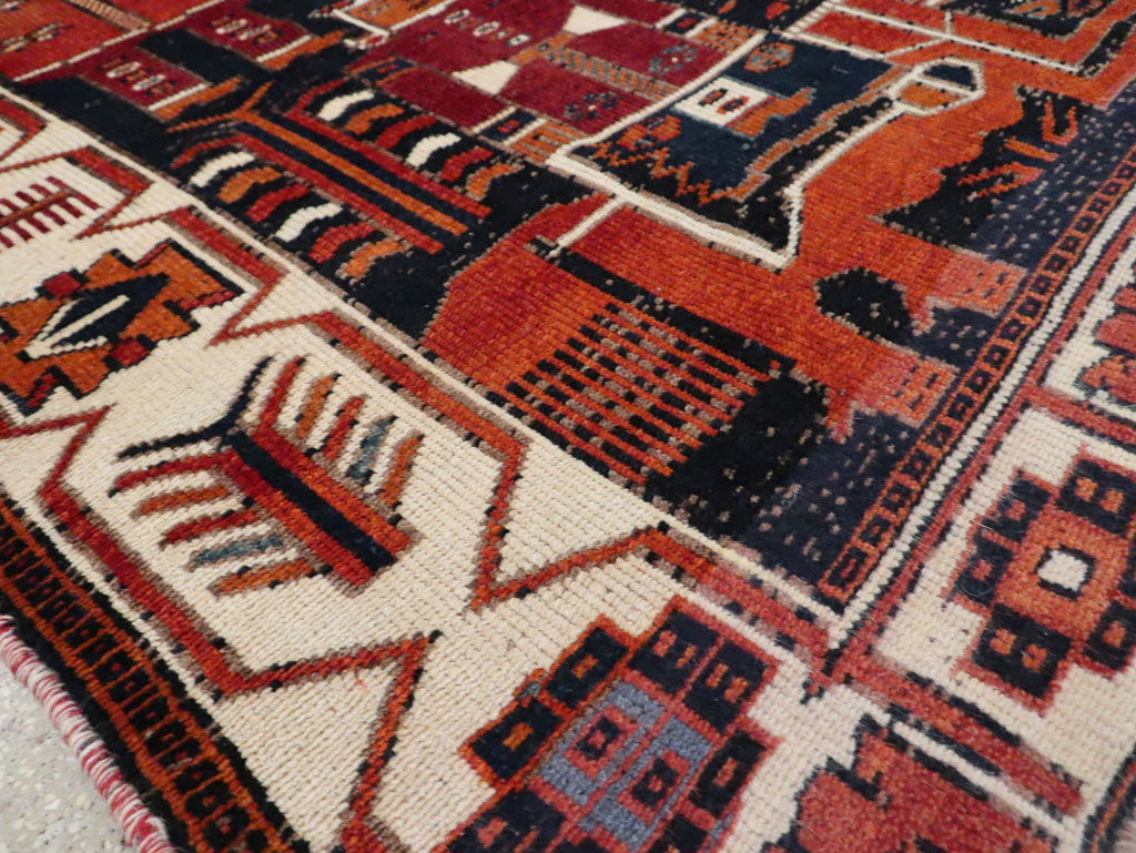 Vintage Persian Pictorial Bakhtiari Rug, No.29187 - Staging